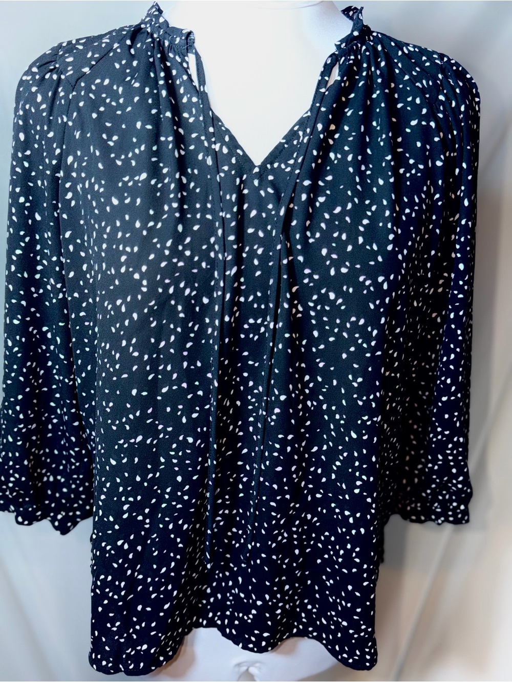 Vince Camuto black and white abstract dot blouse